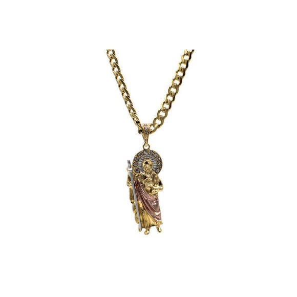 St Jude Pendant with Necklace Gold Filled Three Tone NEW - Picture 2 of 4